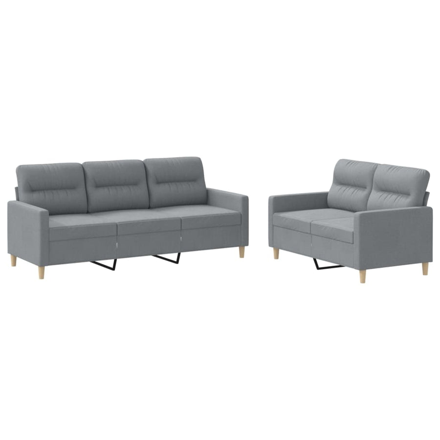 2-delige Loungeset met kussens stof lichtgrijs Lichtgrijs met kussens