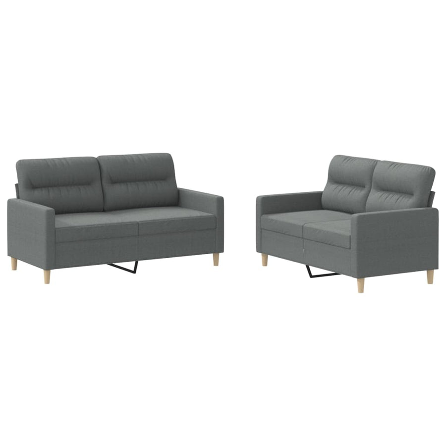 2-delige Loungeset met kussens stof donkergrijs Donkergrijs met kussens