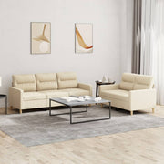 Loungeset 2-delig stof crèmekleurig