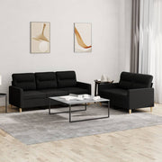 Loungeset 2-delig stof zwart met kussens