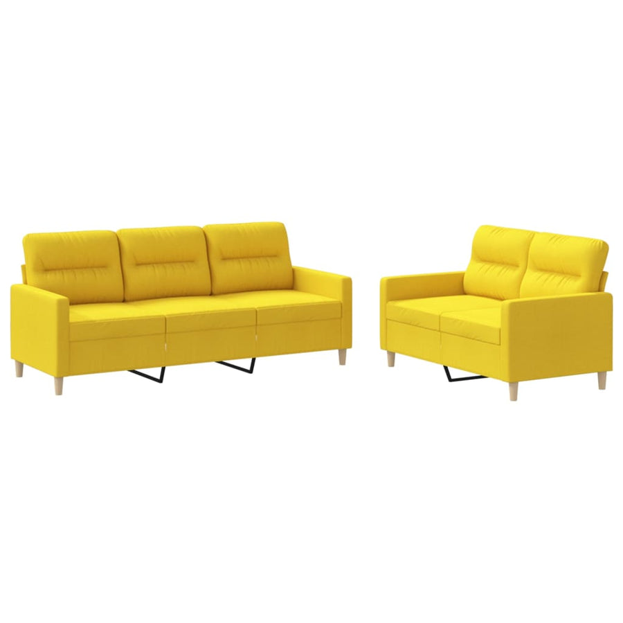 2-Delige Loungeset Stof Lichtgeel met kussens
