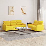 Loungeset 2-delig stof lichtgeel