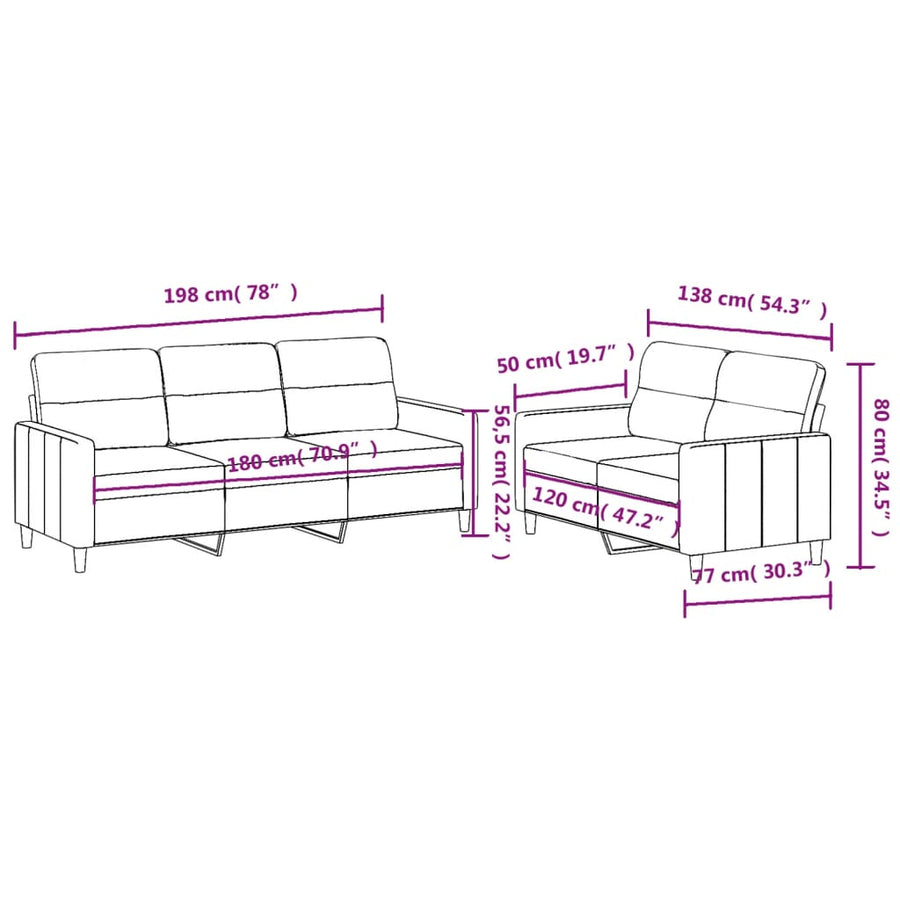 2-Delige Loungeset Stof Taupe met kussens