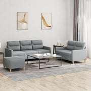Loungeset 3-delig stof lichtgrijs
