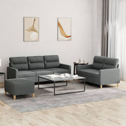 Loungeset 3-delig stof donkergrijs