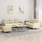 Loungeset 3-delig crèmekleurig stof