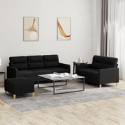 Loungeset 3-delig stof zwart
