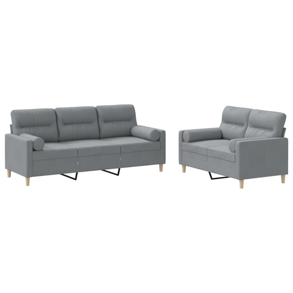 2-Delige Loungeset Stof Lichtgrijs met kussens