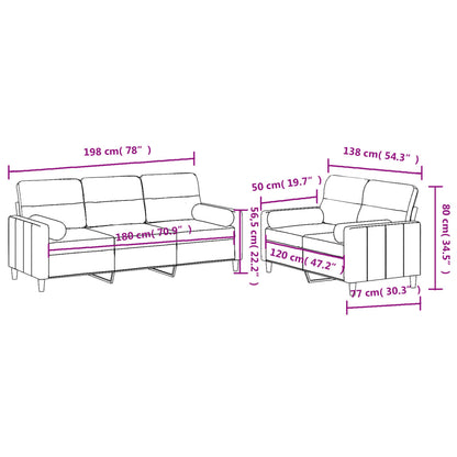 2-Delige Loungeset Stof Lichtgrijs met kussens