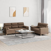 Loungeset 2-delig stof bruin met kussens