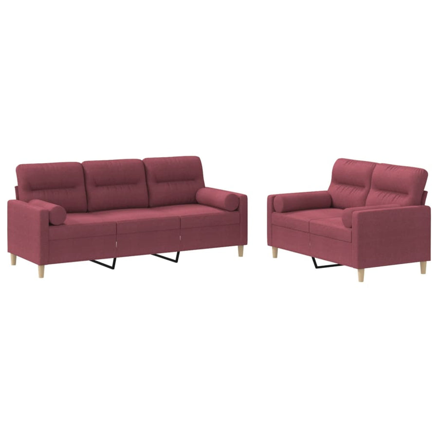 2-Delige Loungeset Stof Wijnrood met kussens