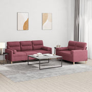 Loungeset 2-delig stof wijnrood