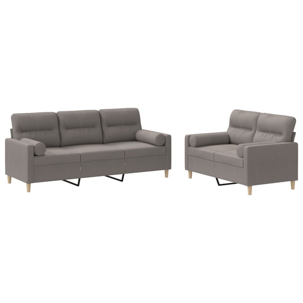 2-delige Loungeset met kussens stof taupe Taupe met kussens