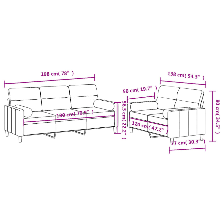 2-delige Loungeset met kussens stof taupe Taupe met kussens
