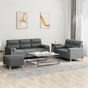 Loungeset 3-delig donkergrijs stof