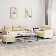Loungeset 3-delig stof crèmekleurig