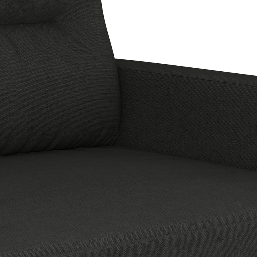 3-delige Loungeset met kussens stof zwart Zwart met kussens en voetenbankje