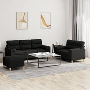 Loungeset 3-delig stof zwart