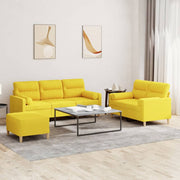 Loungeset 3-delig stof lichtgeel