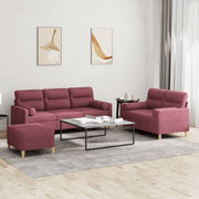 Loungeset 3-delig stof wijnrood