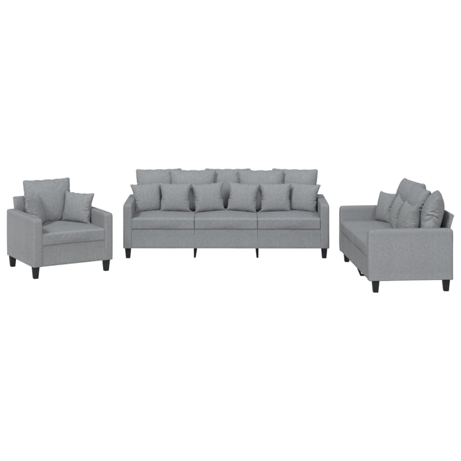 3-Delige Loungeset Stof Lichtgrijs met kussens