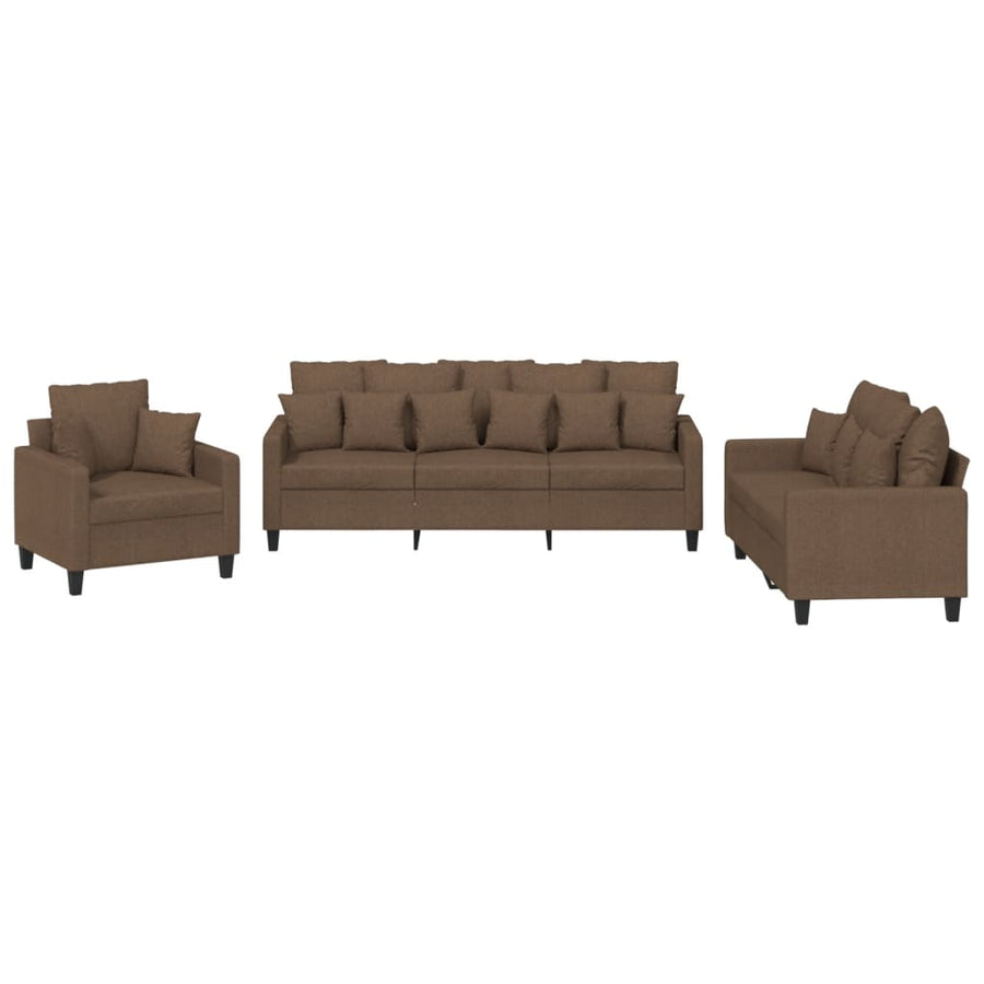 3-Delige Loungeset Stof Bruin met kussens