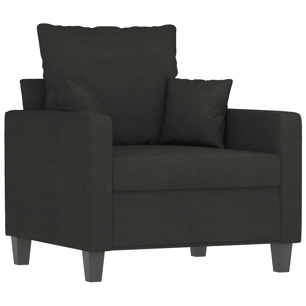 3-Delige Loungeset Stof Zwart met kussens