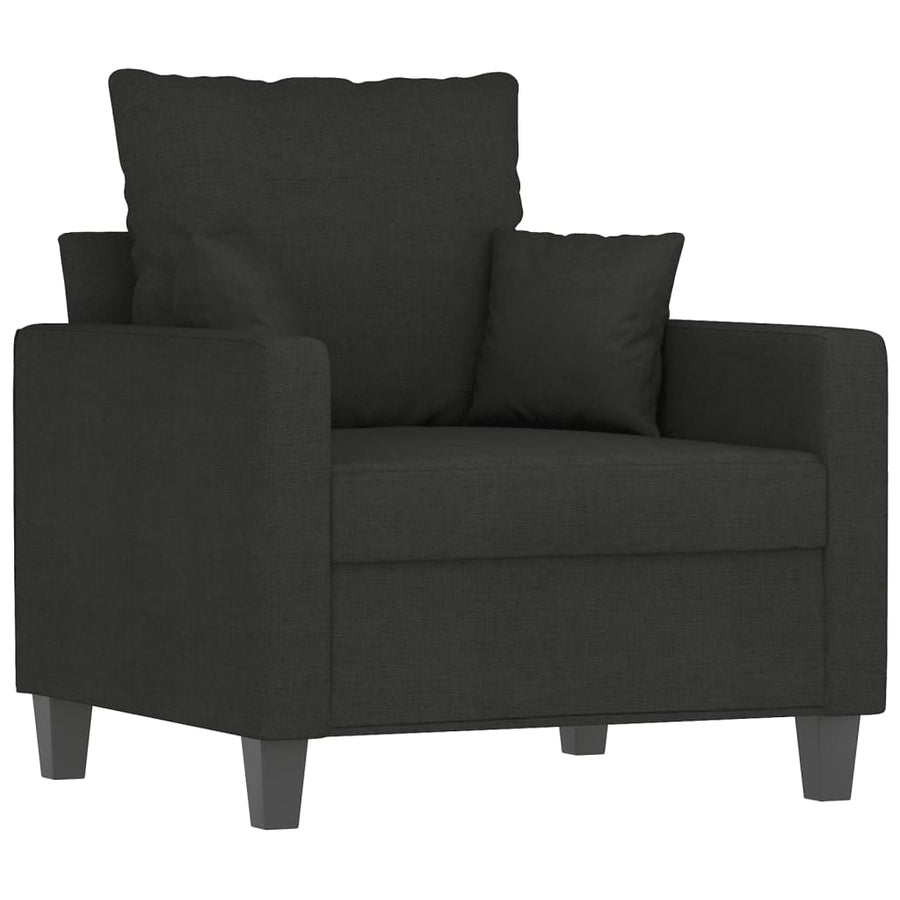 3-Delige Loungeset Stof Zwart met kussens
