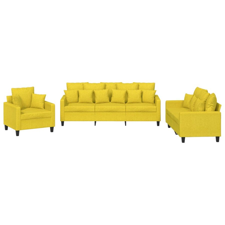 3-Delige Loungeset Stof Lichtgeel