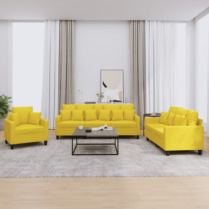 3-Delige Loungeset Stof Lichtgeel