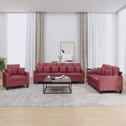 Loungeset 3-delig stof wijnrood