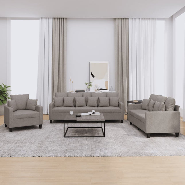 3-Delige Loungeset Stof Taupe met kussens