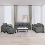 Loungeset 4-delig donkergrijs stof