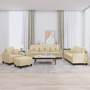 Loungeset 4-delig crèmekleurig stof