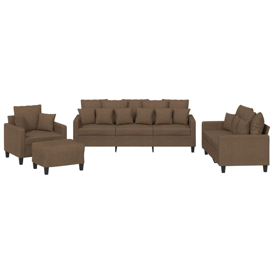 4-Delige Loungeset Met Kussens Stof Bruin