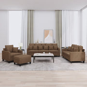 Loungeset 4-delig stof bruin