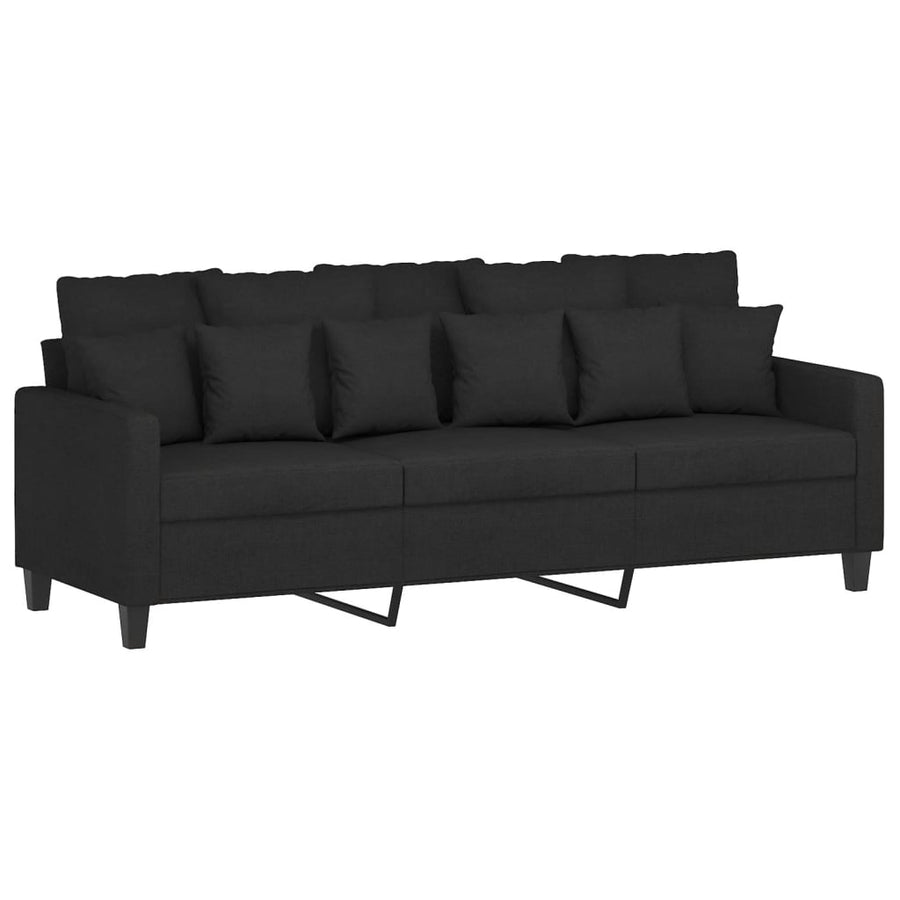 4-Delige Loungeset Met Kussens Stof Zwart met kussens en voetenbankje