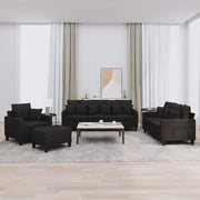 Loungeset 4-delig stof zwart