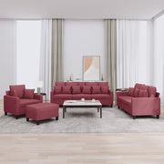 Loungeset 4-delig stof wijnrood