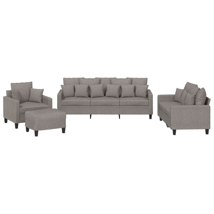 4-Delige Loungeset Met Kussens Stof Taupe met kussens en voetenbankje
