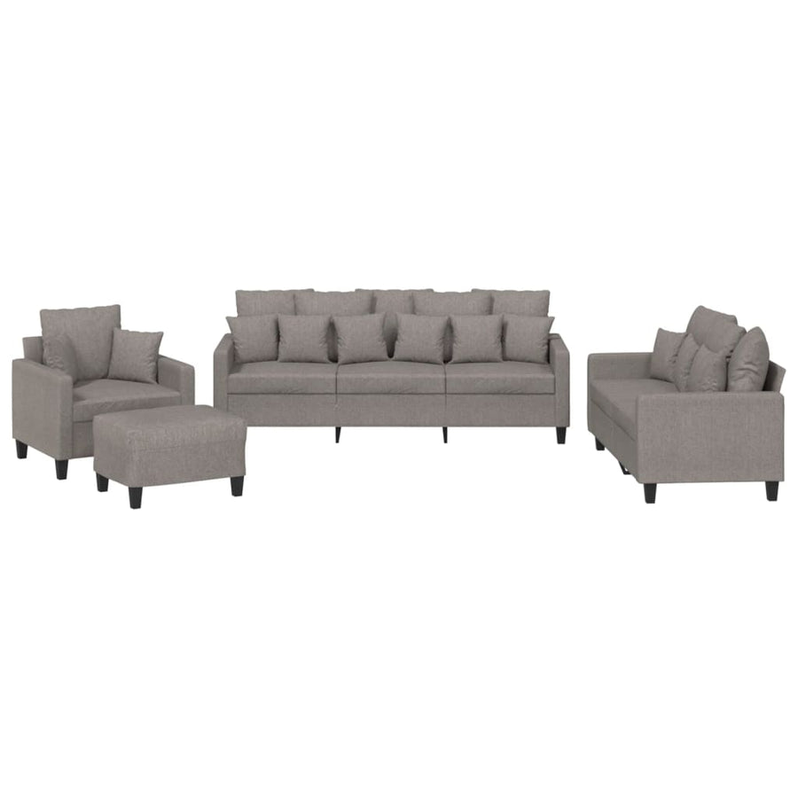 4-Delige Loungeset Met Kussens Stof Taupe met kussens en voetenbankje