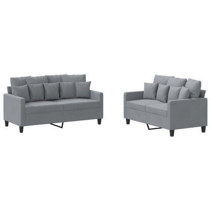 2-delige Loungeset met kussens stof lichtgrijs