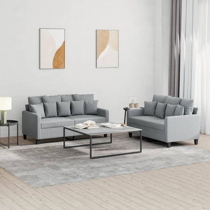 2-delige Loungeset met kussens stof lichtgrijs