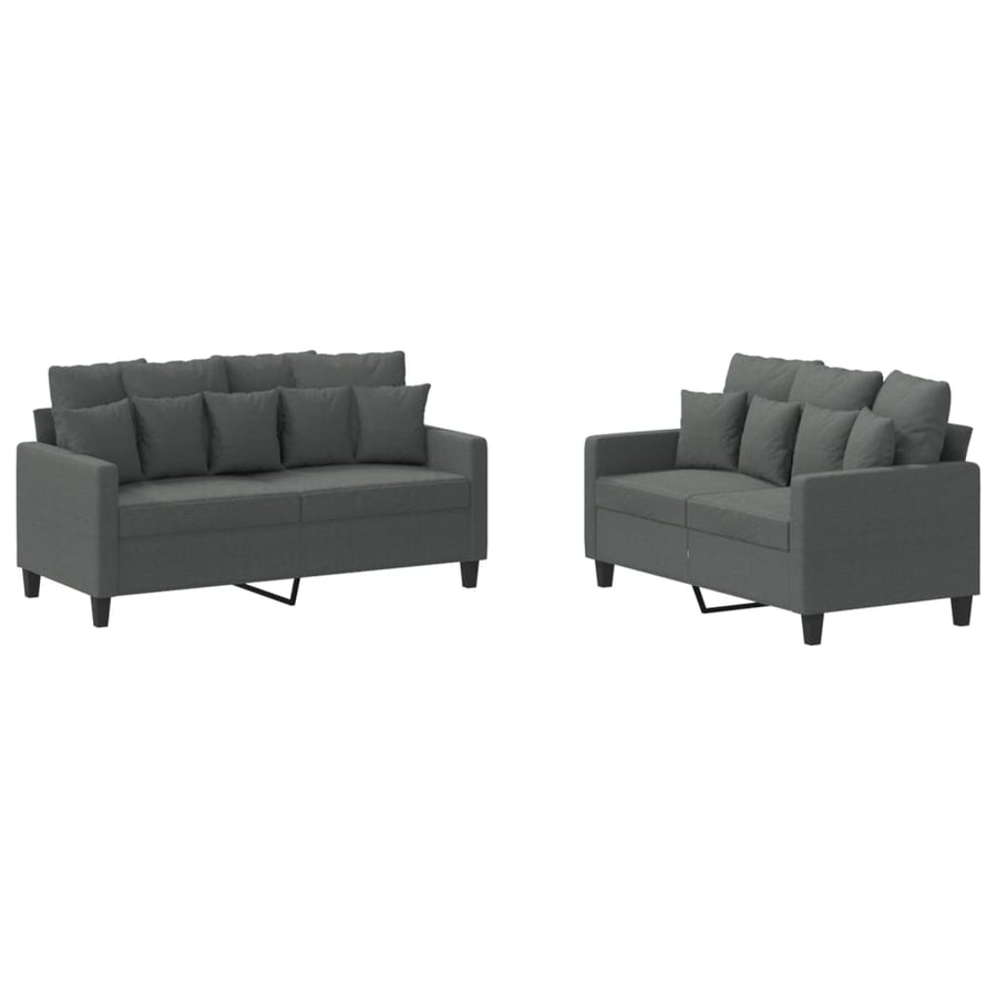 2-Delige Loungeset Stof Donkergrijs met kussens