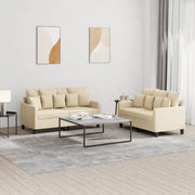 Loungeset 2-delig crèmekleurig stof