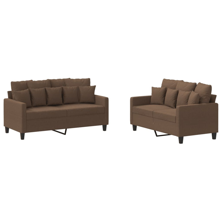 2-Delige Loungeset Stof Bruin met kussens