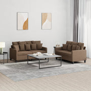Loungeset 2-delig stof bruin met kussens
