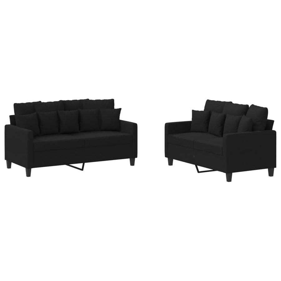 2-Delige Loungeset Stof Zwart met kussens