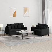 Loungeset 2-delig stof zwart met kussens