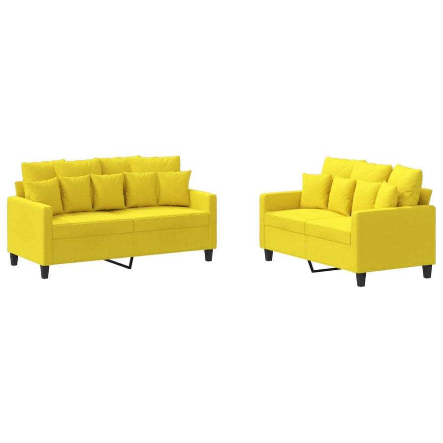 2-Delige Loungeset Stof Lichtgeel met kussens